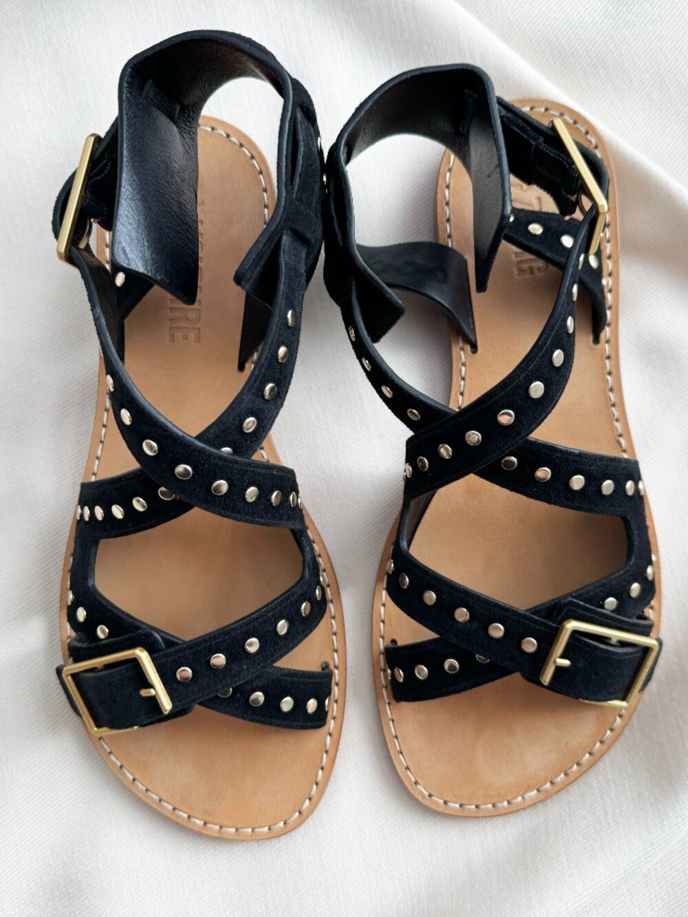 Zadig & Voltaire "Cecilia" Studded Flat Sandals, size 37